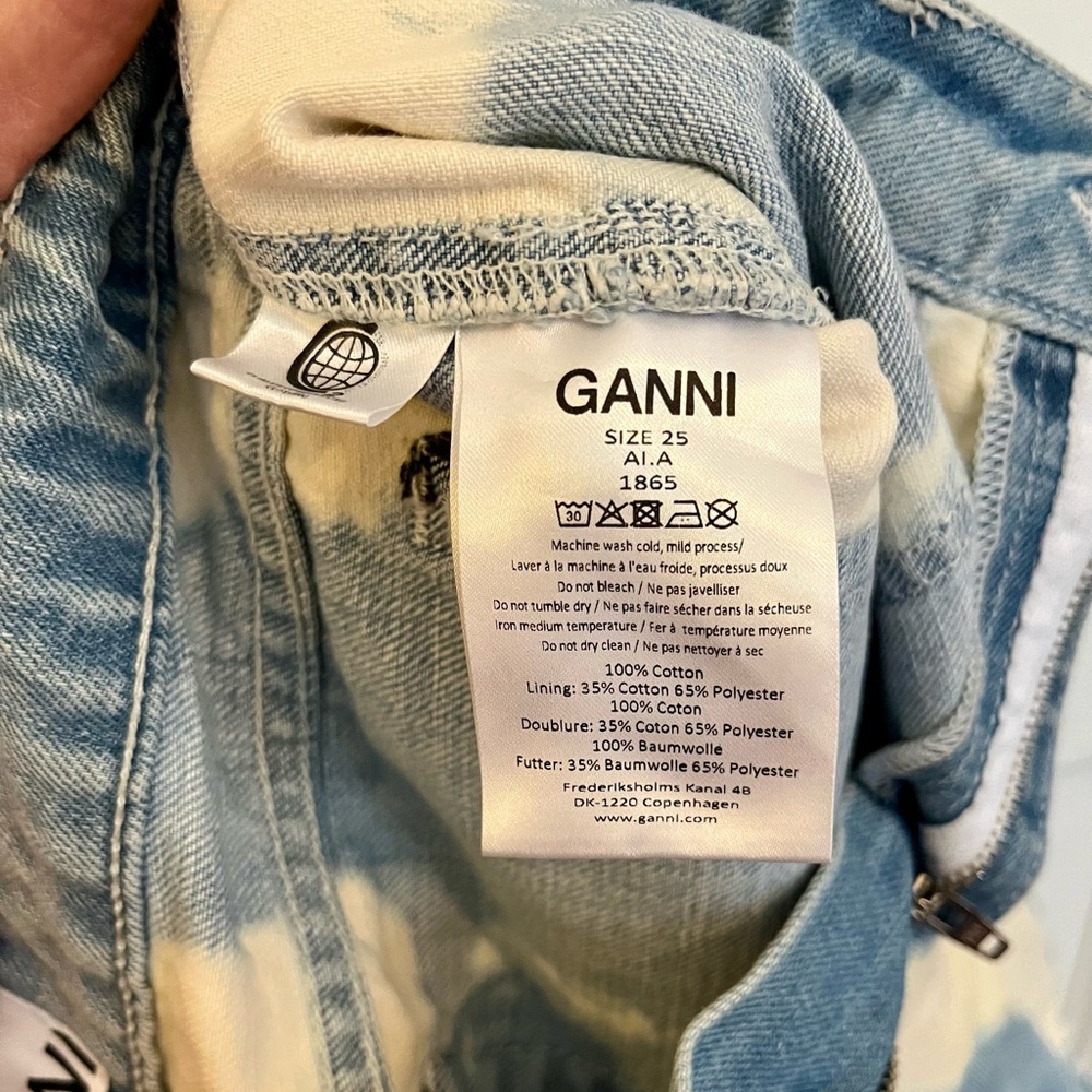 Ganni Tie Dye Carpenter Cargo Denim Jean Shorts  Size 25 - Picture 4 of 4